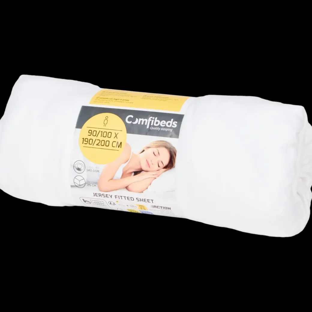 Comfibeds jersey hoeslaken wit 90 x 200 x 25 cm | Action NL